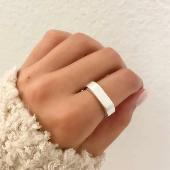 925 Sterling Silver Bar Ring Minimalist Dainty Bar Ring Brushed Silver Ring - Picture 6 of 9